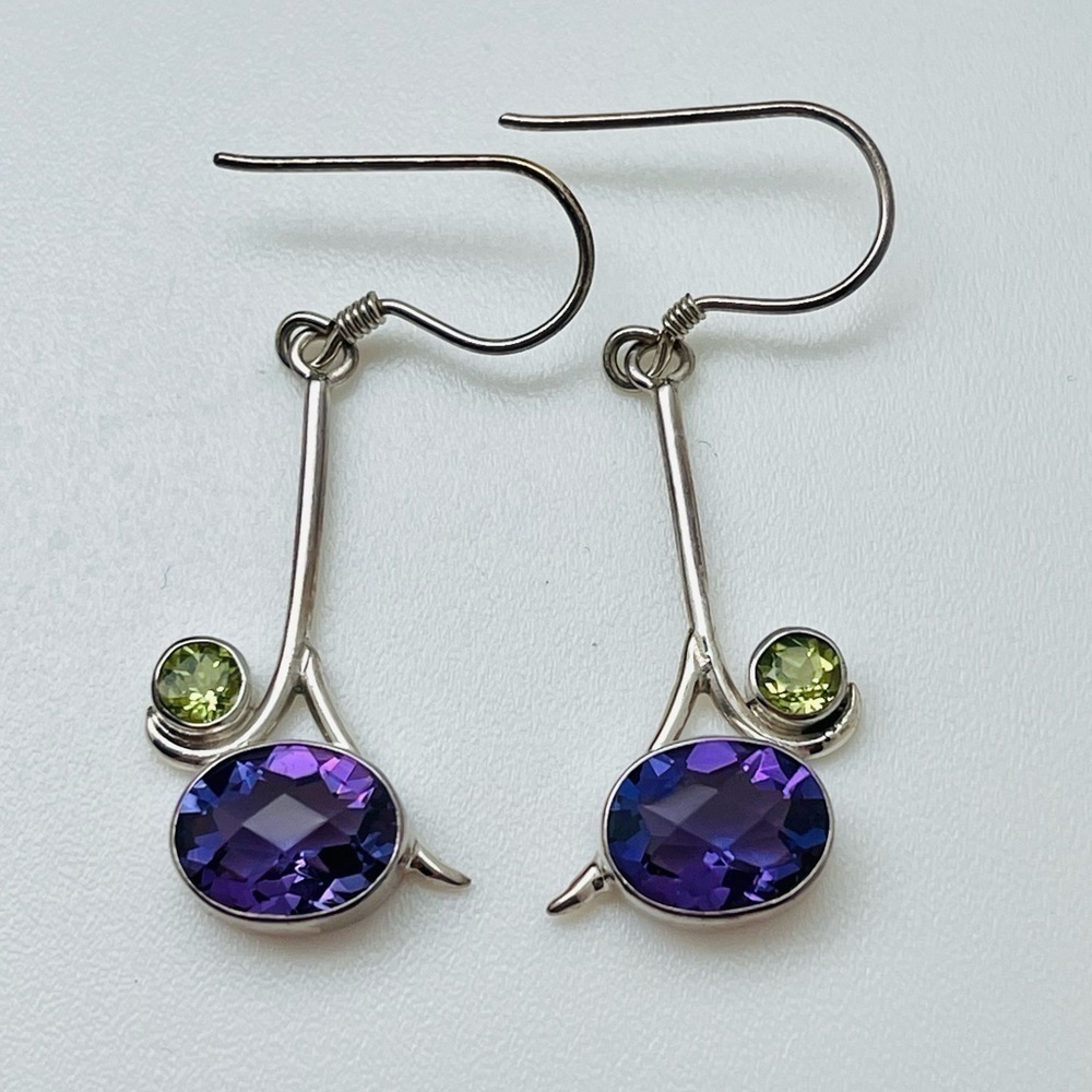NWT Amethyst‎ Peridot and sterling silver earrings
